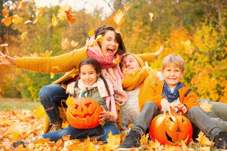 Children with pumpkins