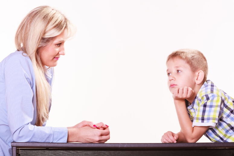 child talking with therapist